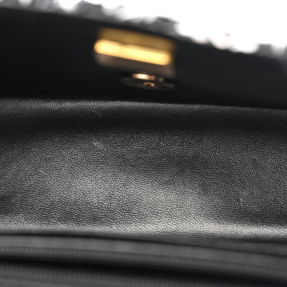 Chanel Tweed Quilted Mini Top Handle Rectangular Flap Black White 5 of 16