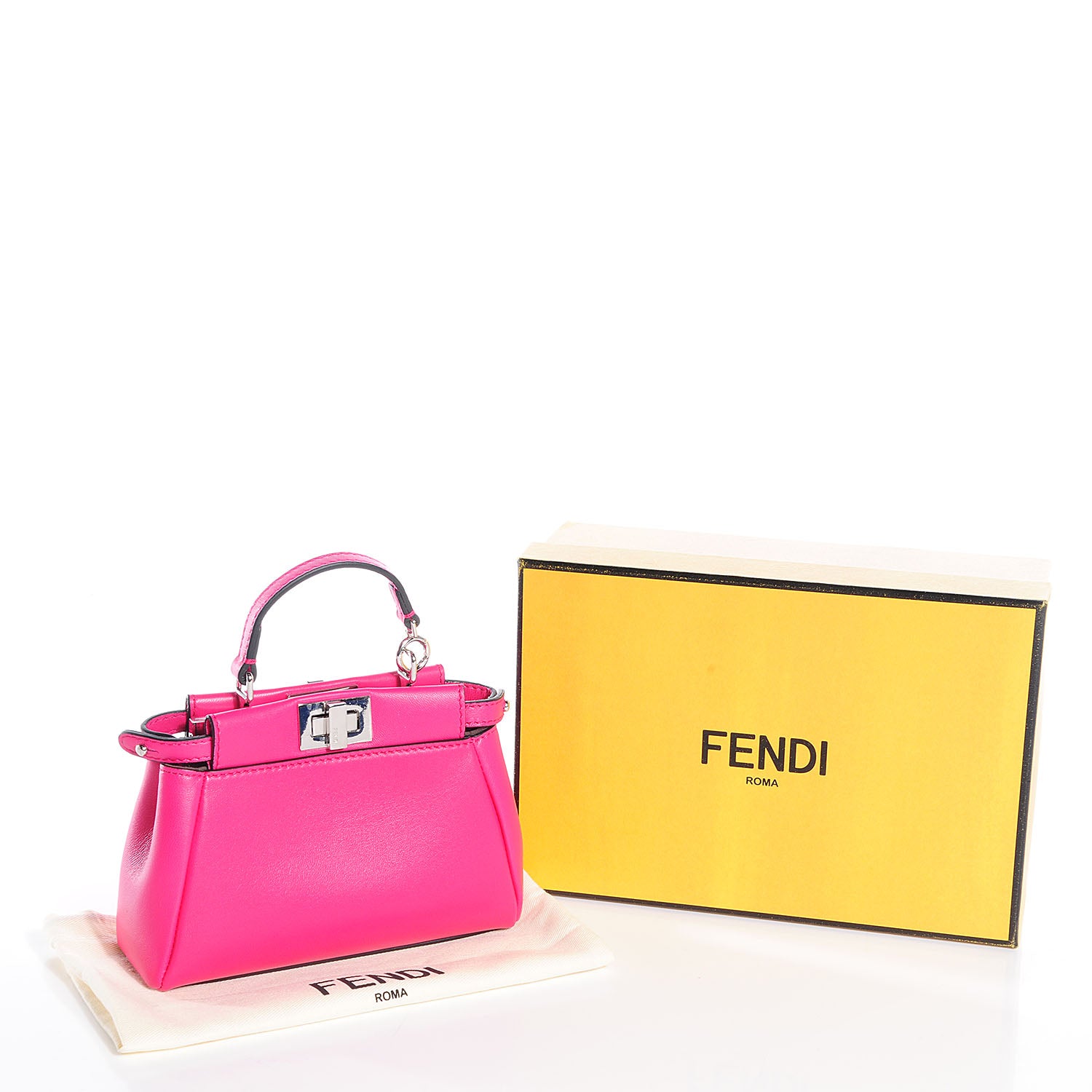 Fendi Shiny Nappa Micro Peekaboo Iconic Satchel Fuxia 5 of 10