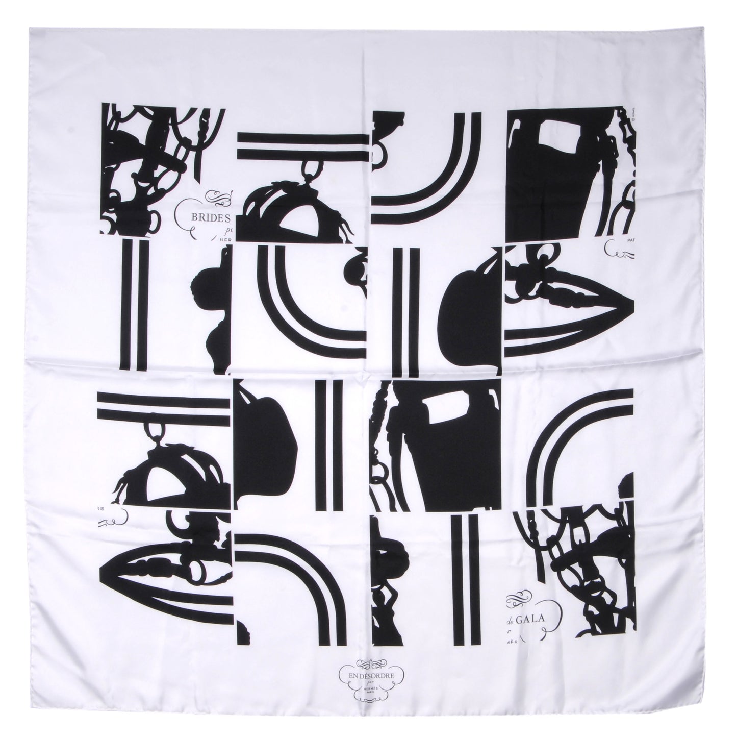Silk En Desordre Scarf Black White 90