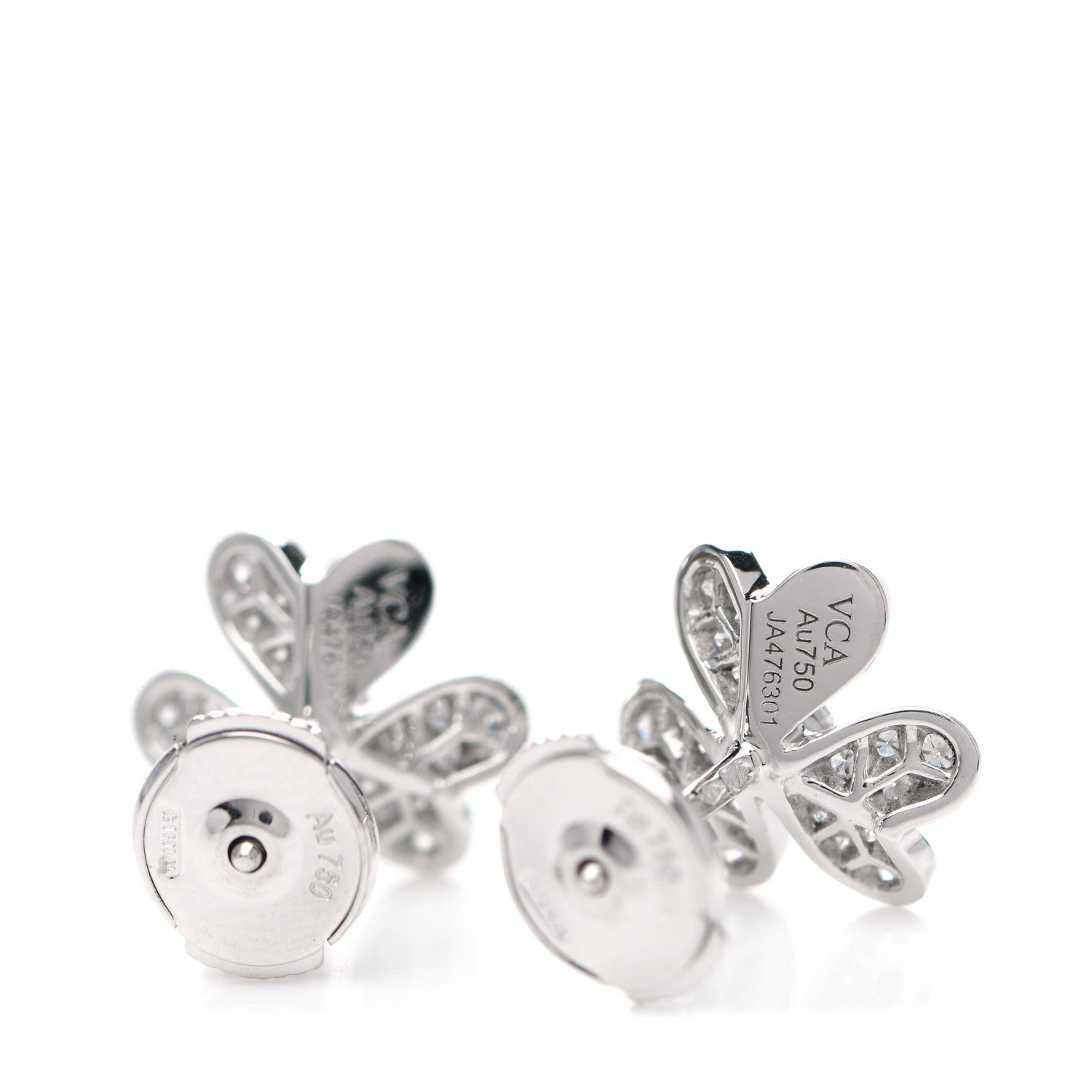 Van Cleef & Arpels 18K White Gold Diamond Mini Frivole Pave Earrings 4 of 6