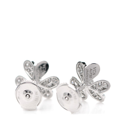 Van Cleef & Arpels 18K White Gold Diamond Mini Frivole Pave Earrings 4 of 6