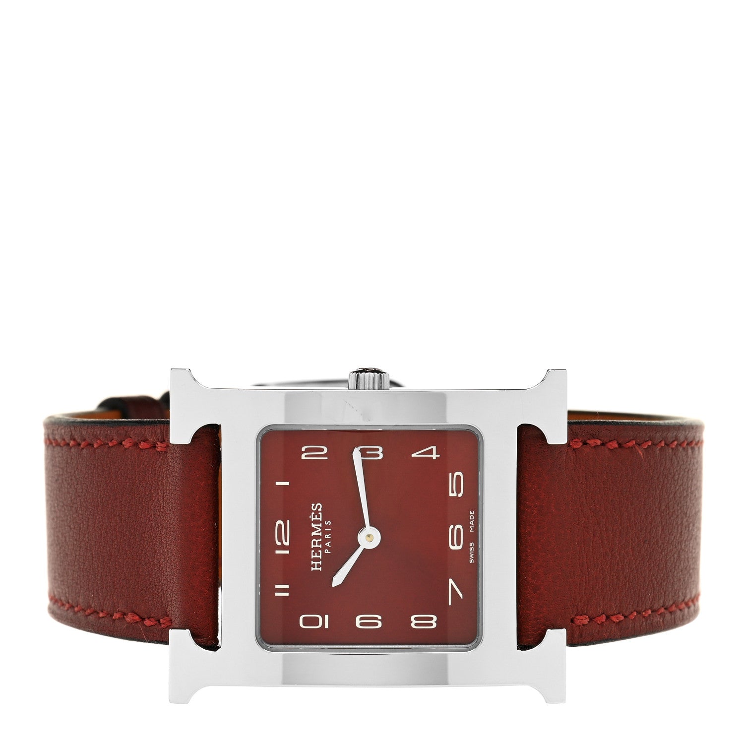 Hermes Stainless Steel Swift 26mm Heure H Hour Quartz Watch Rouge 2 of 4