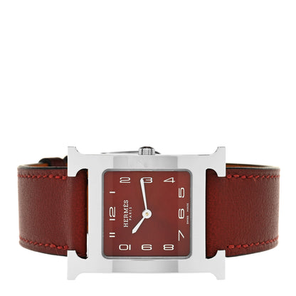 Hermes Stainless Steel Swift 26mm Heure H Hour Quartz Watch Rouge 2 of 4