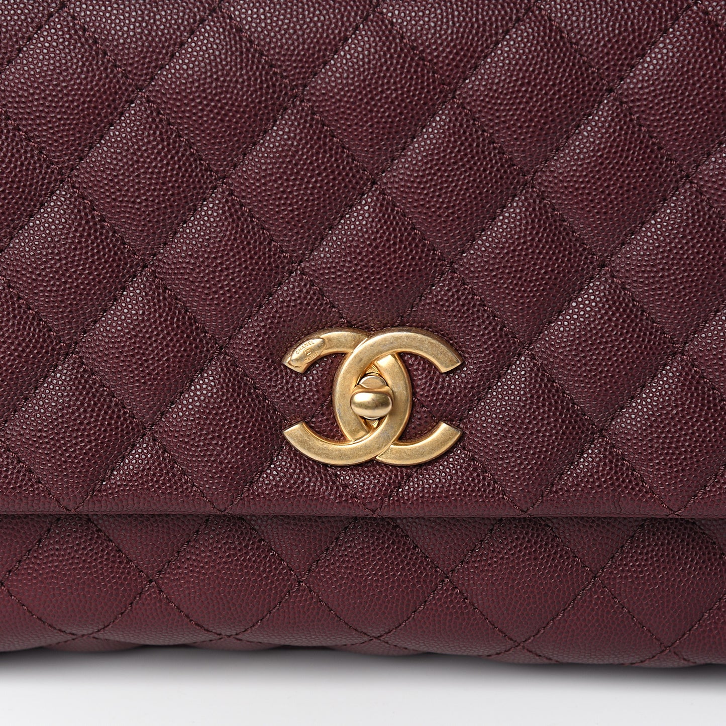 Caviar Lizard Quilted Small Coco Handle Flap Burgundy