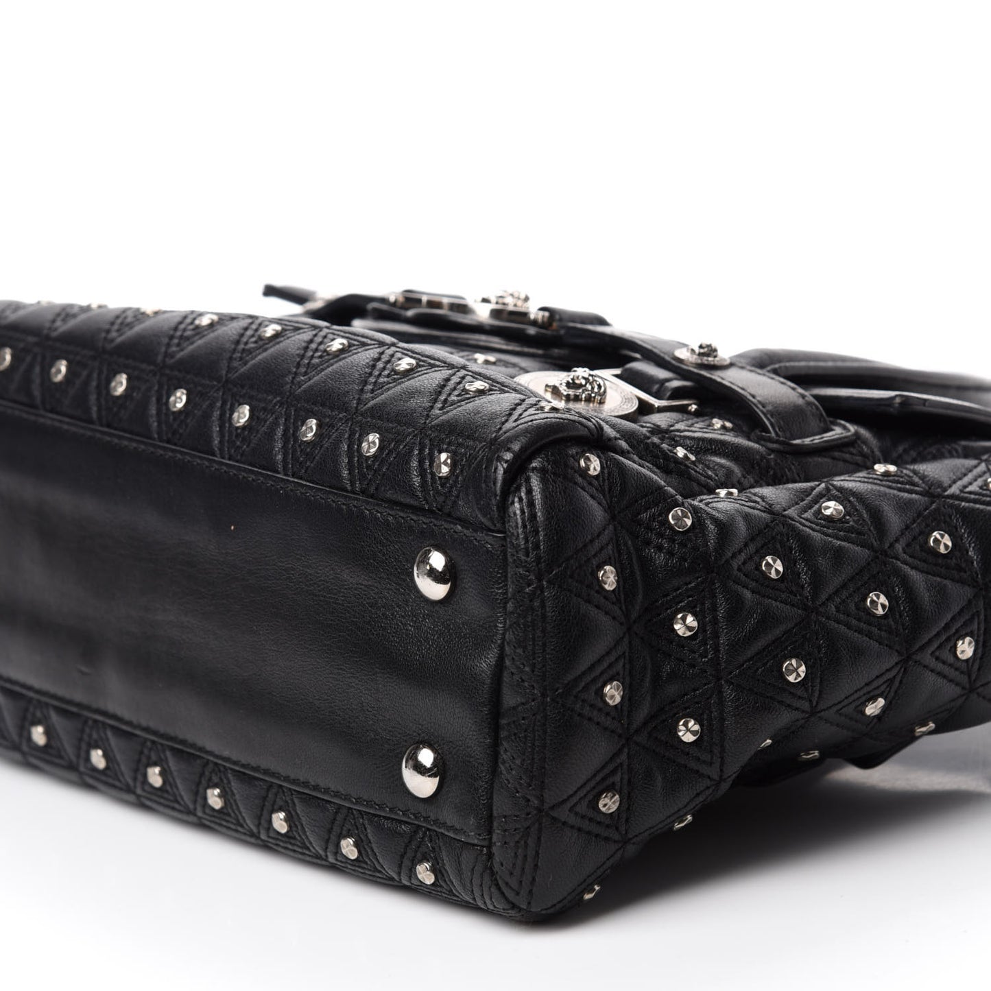 Nappa Trapuntata Triangle Quilted Studded Bag Black