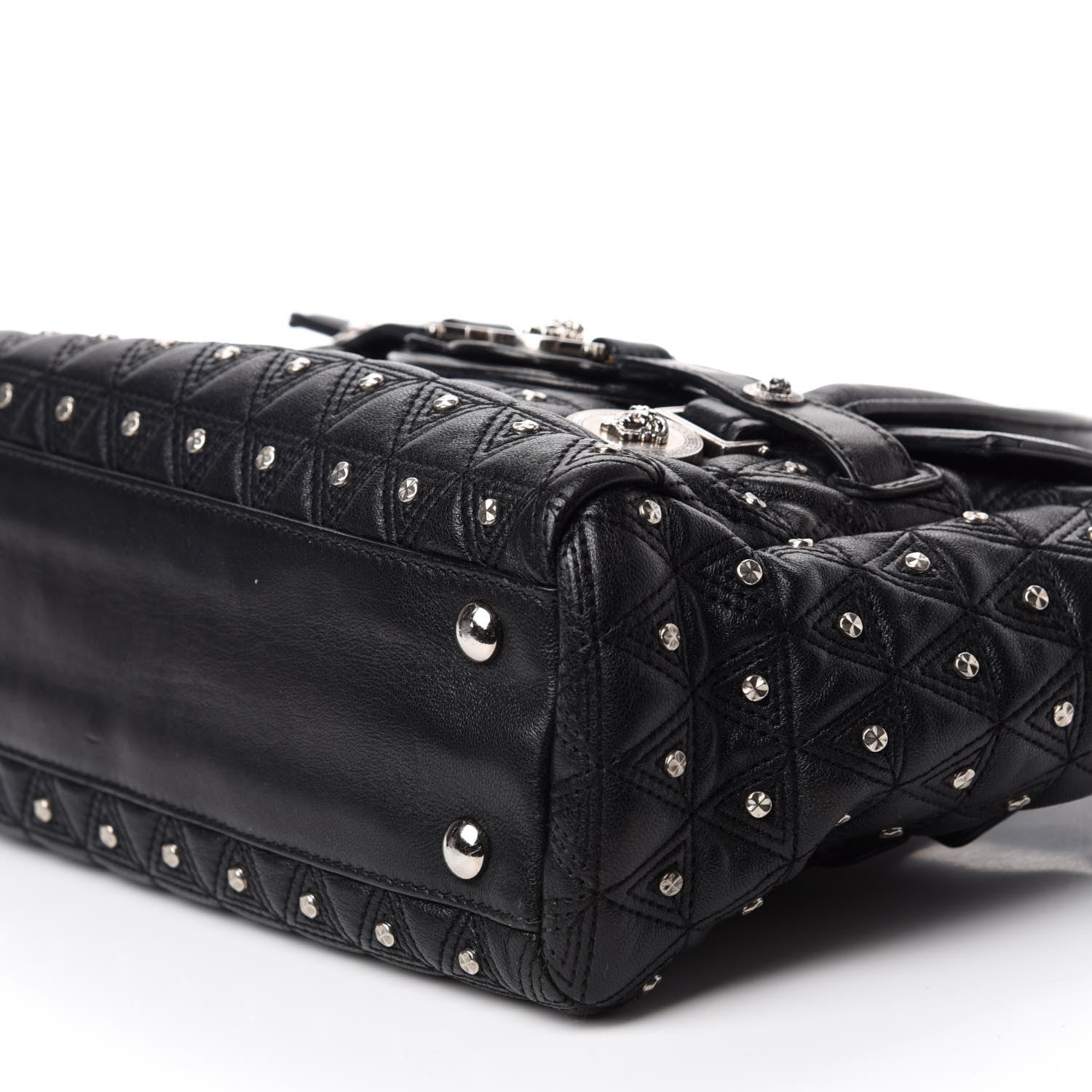 Versace Nappa Trapuntata Triangle Quilted Studded Bag Black 7 of 12