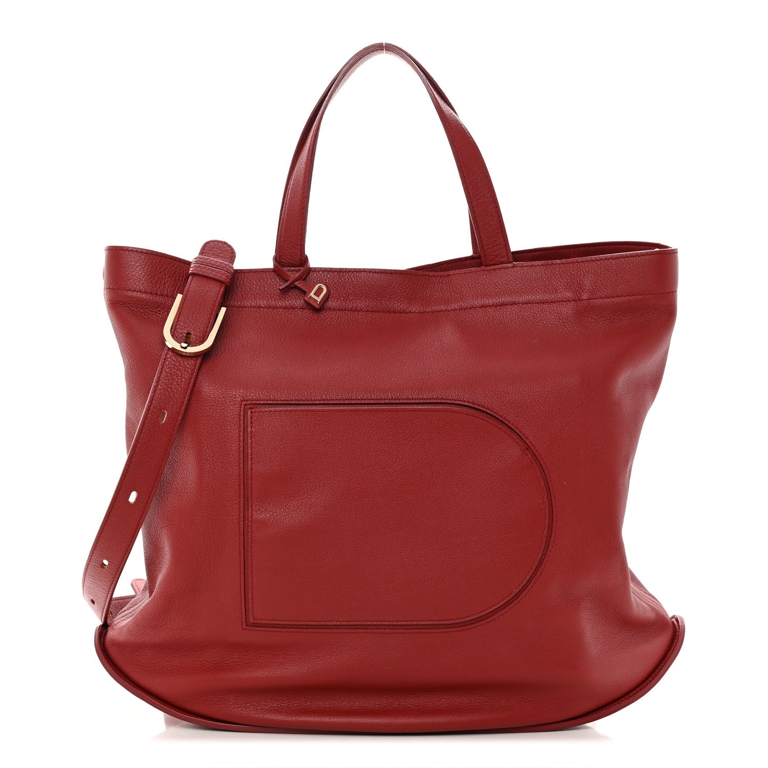 Delvaux Grained Calfskin Le Pin Tote Red 1 of 16