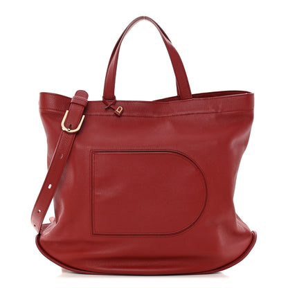 Delvaux Grained Calfskin Le Pin Tote Red 1 of 16