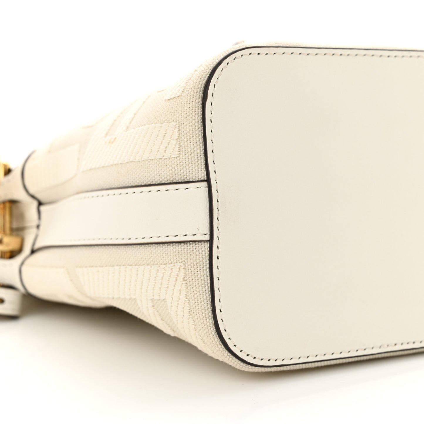 Canvas Nappa F is Fendi FF Embroidered Mini Mon Tresor Bucket Bag White Ice