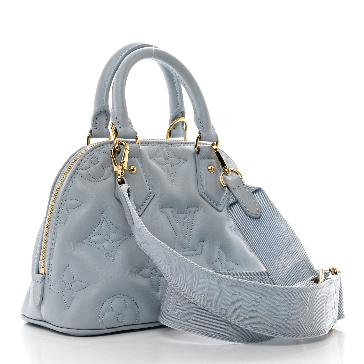 Louis Vuitton Calfskin Bubblegram Alma BB Ice Blue 3 of 9