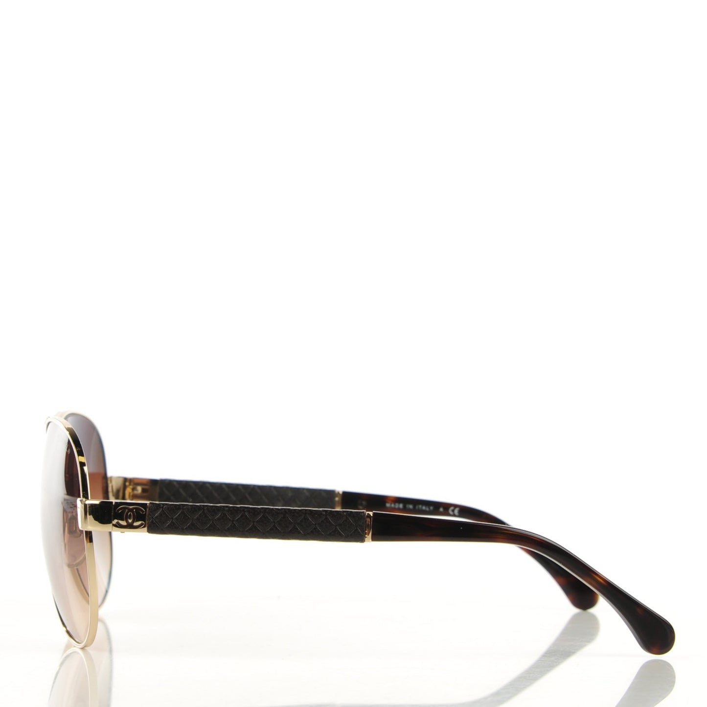Lambskin Quilted CC Sunglasses 4195-Q Gold Brown