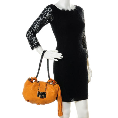 Jimmy Choo Biker Leather Elaphe Snake Trim Small Robin Bag 2 of 10