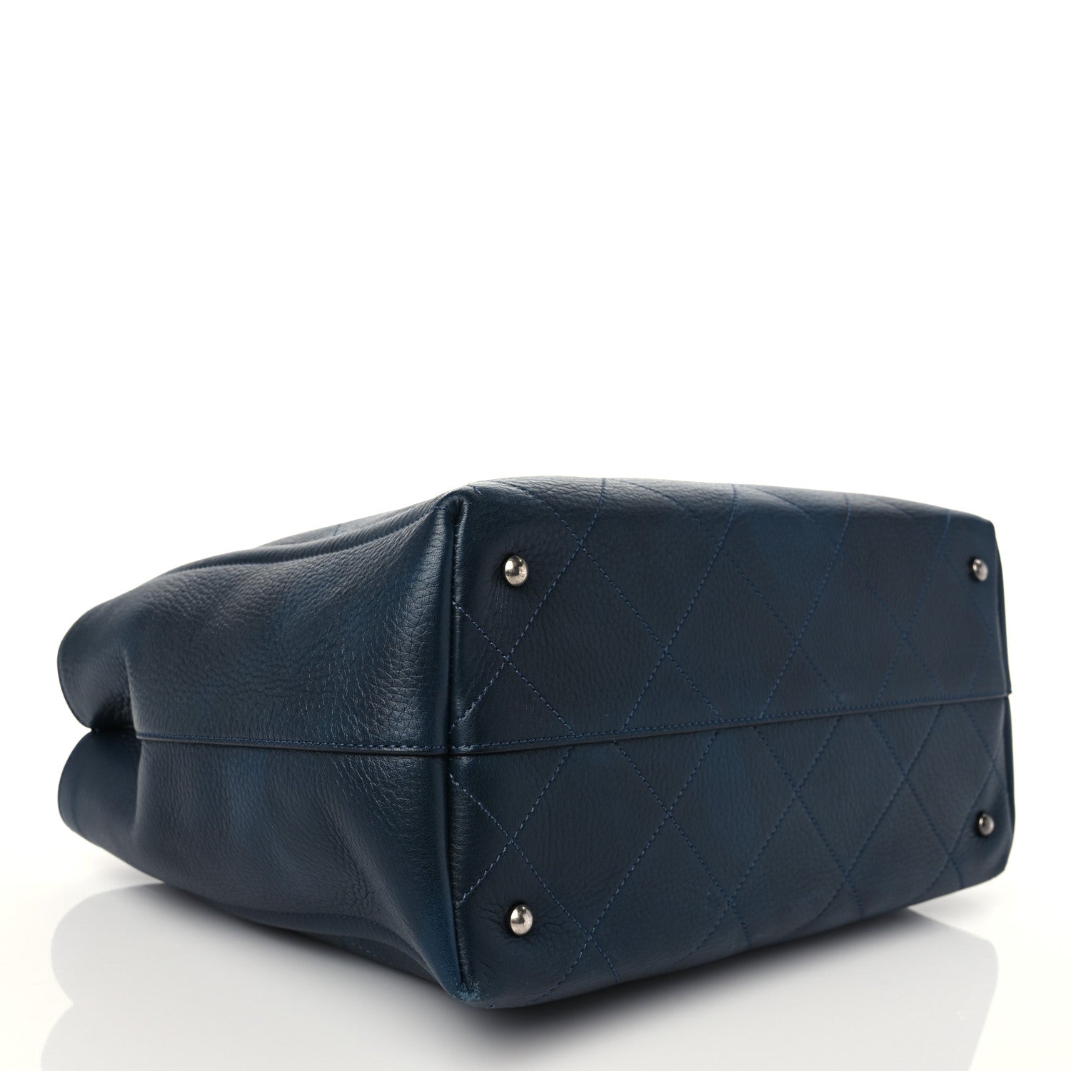 Chanel Deerskin Stitched Medium CC Shopping Tote Navy 3 of 11