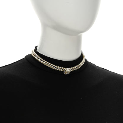 Chanel Pearl Crystal CC Choker Necklace Gold 2 of 5