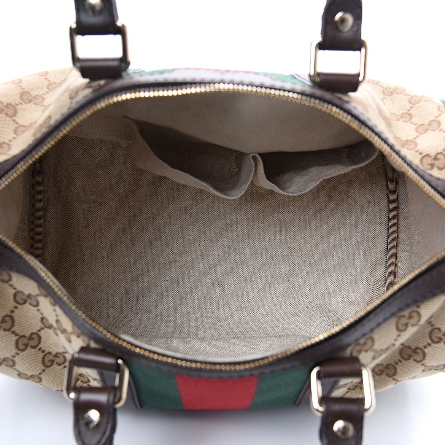 Gucci Monogram Vintage Web Medium Boston Dark Brown 4 of 11
