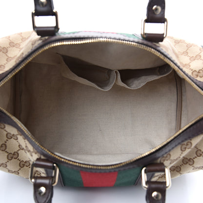Gucci Monogram Vintage Web Medium Boston Dark Brown 4 of 11