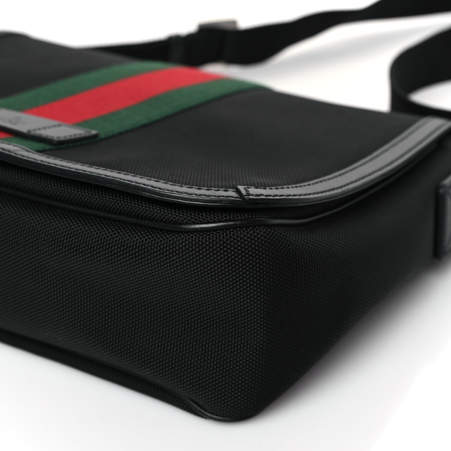 Techno Canvas Web Flap Messenger Bag Black