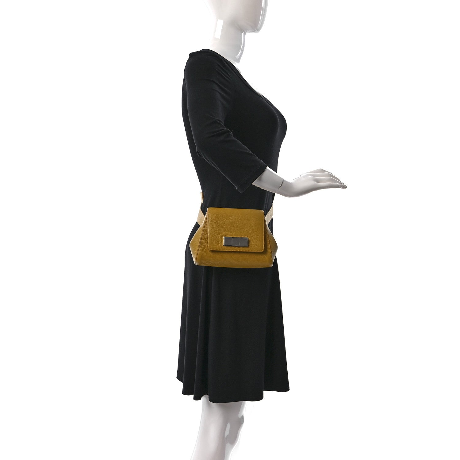 Bottega Veneta Grained Calfskin Geometric Belt Bag Mustard Yellow 2 of 8