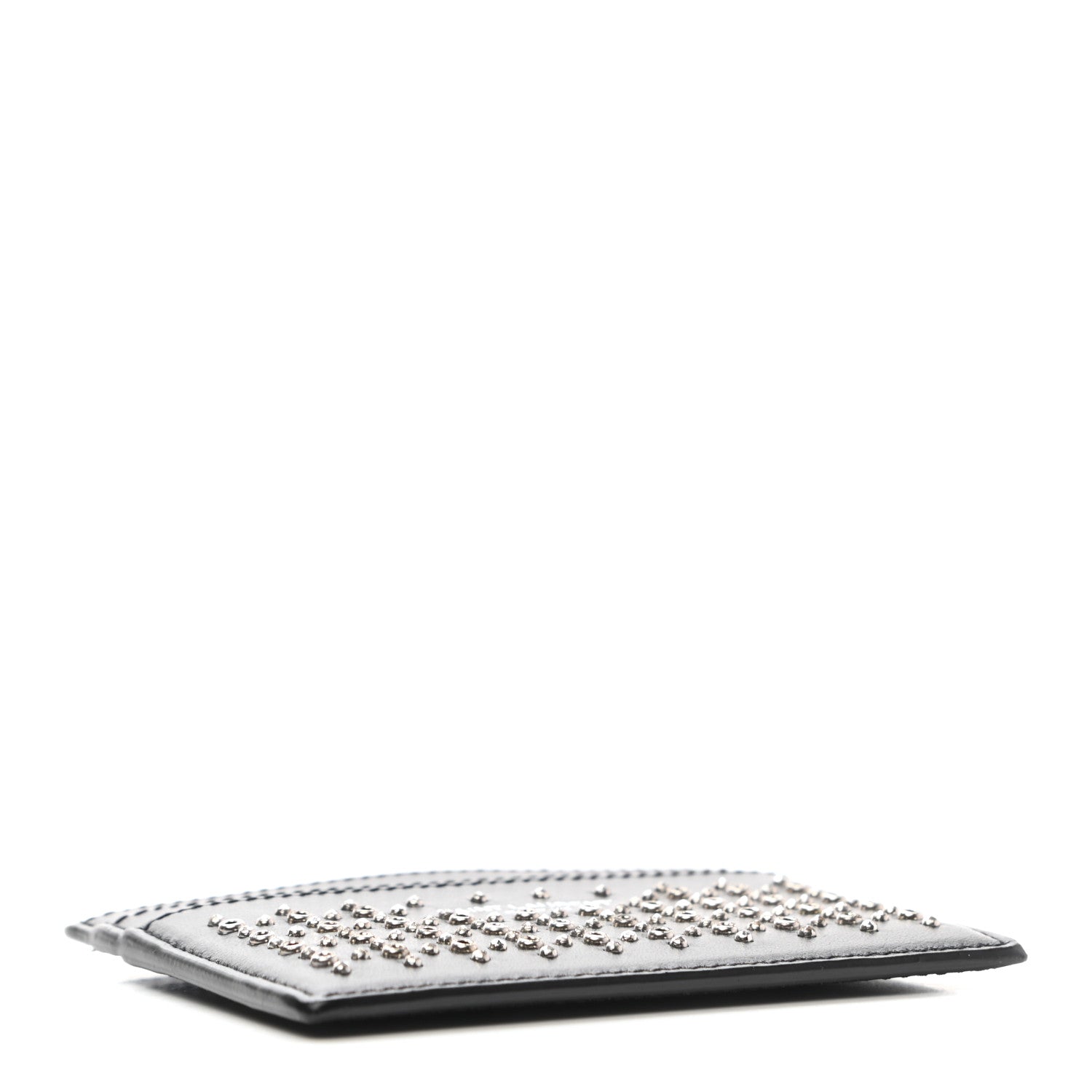 Saint Laurent Calfskin Studded Credit Card Case Black 4 of 7