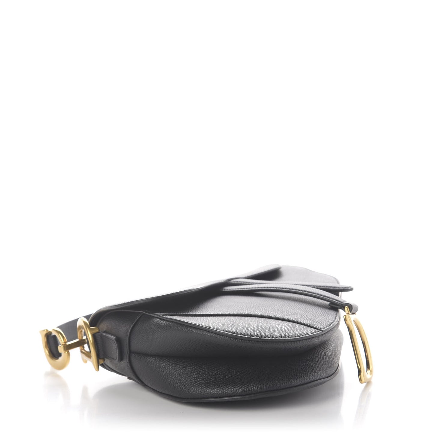 Grained Calfskin Saddle Bag Black