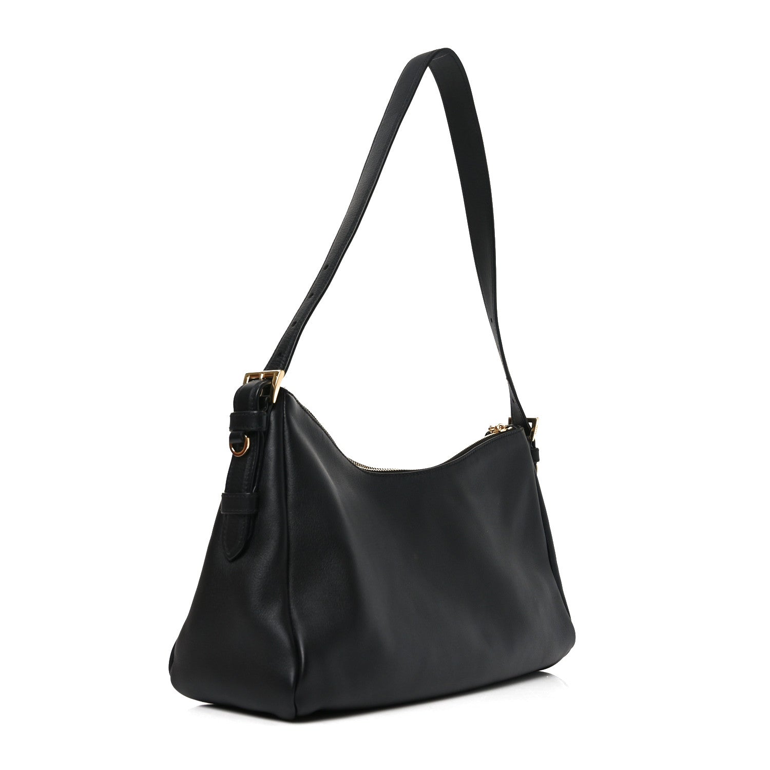 Prada Soft Calfskin Large Aimée Shoulder Bag Black 2 of 9