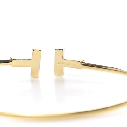 Tiffany 18K Yellow Gold Diamond T Wire Bracelet 4 of 5