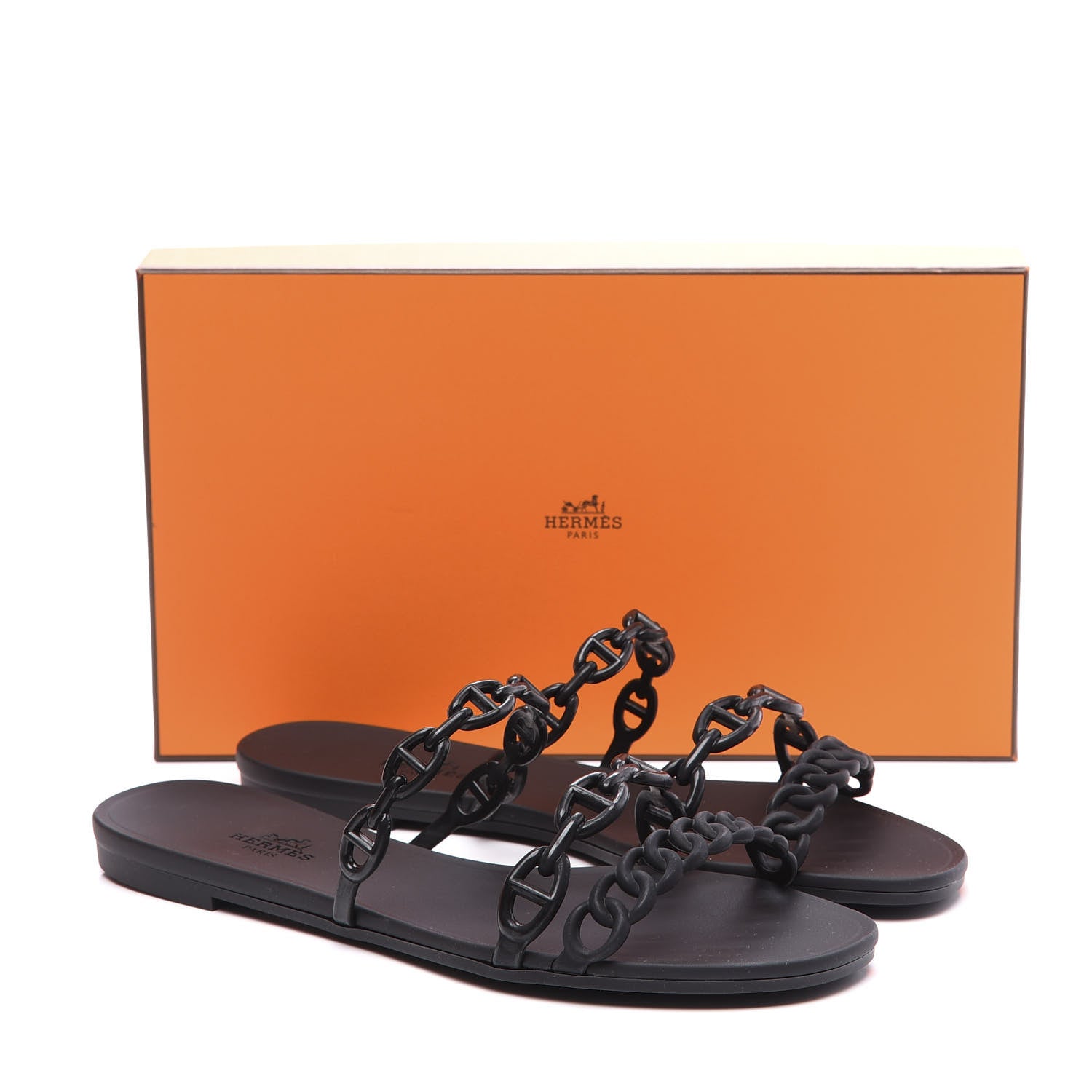 Hermes Rubber Chaine d'Ancre Rivage Sandals 37 Black 10 of 10