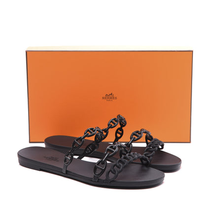 Hermes Rubber Chaine d'Ancre Rivage Sandals 37 Black 10 of 10
