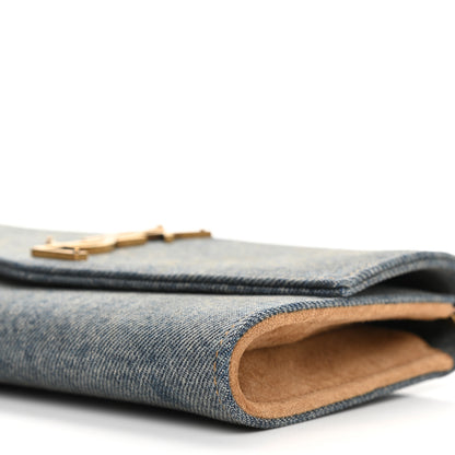 Saint Laurent Denim Monogram Chain Wallet Rodeo Blue Cinnamon 9 of 10