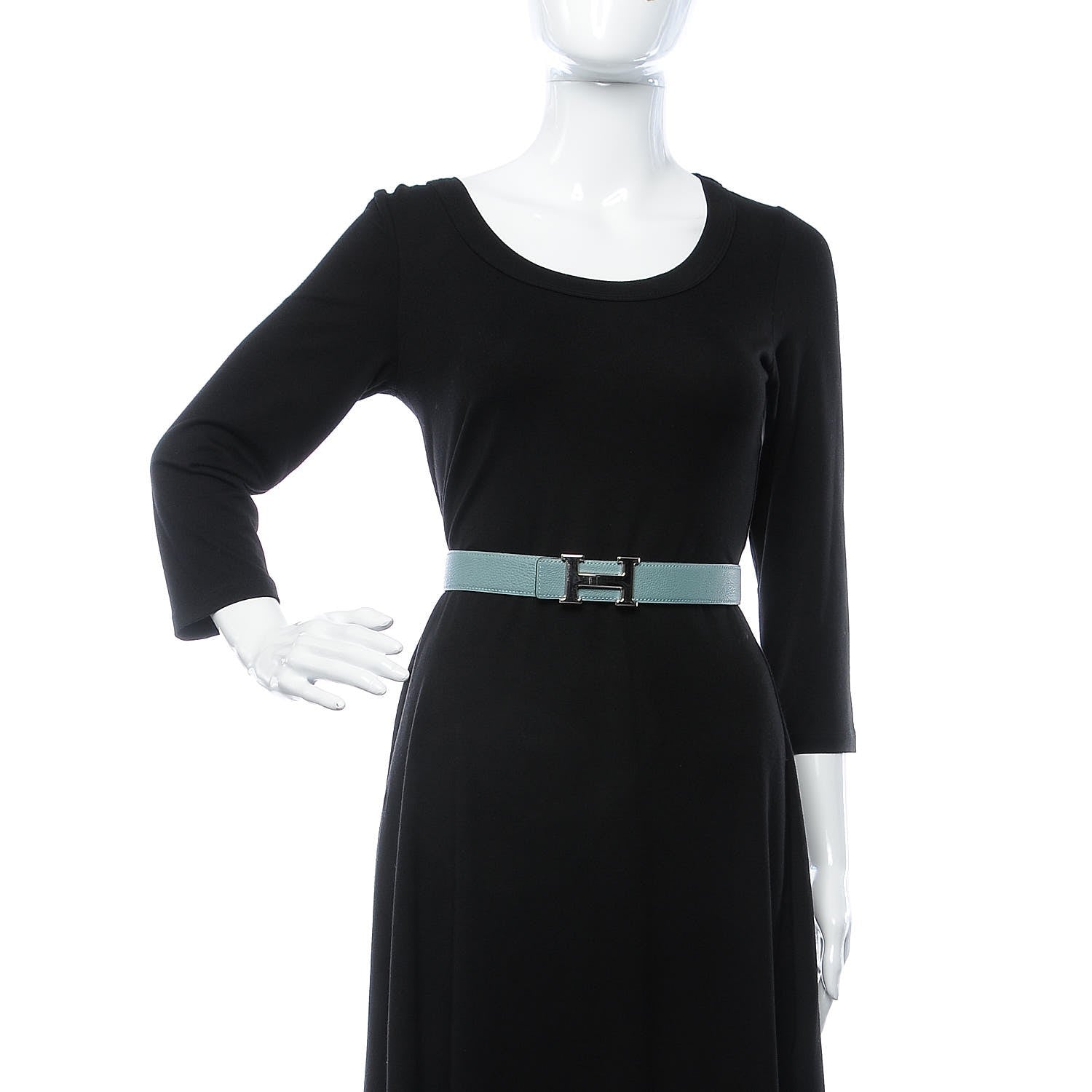Hermes Box Togo 32mm H Belt 80 Black Ciel 2 of 10