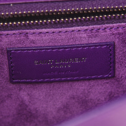 Saint Laurent Smooth Calfskin Carre Satchel Purple 6 of 8