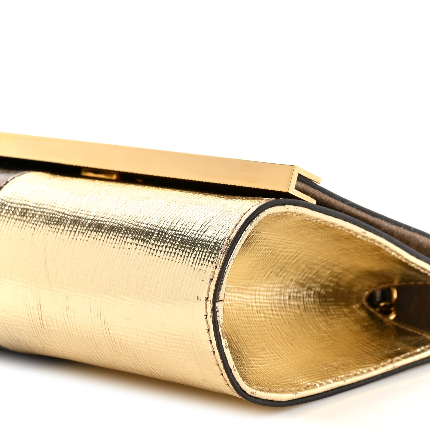 Fendi Vitello Mirror Elite Bi-Color Mini Rush Clutch Bronze Gold 10 of 11