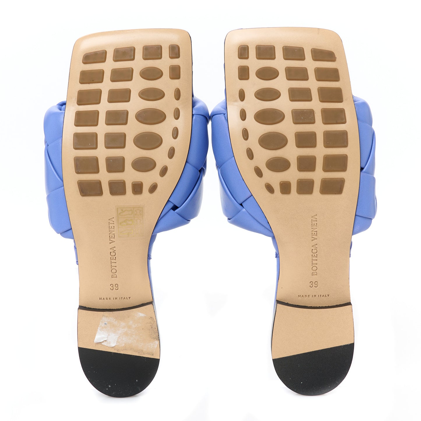Nappa Maxi Intrecciato Lido Flat Sandals 39 Indigo
