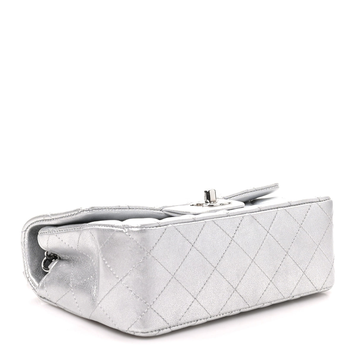 Chanel Metallic Lambskin Quilted Mini Rectangular Flap Silver 4 of 11