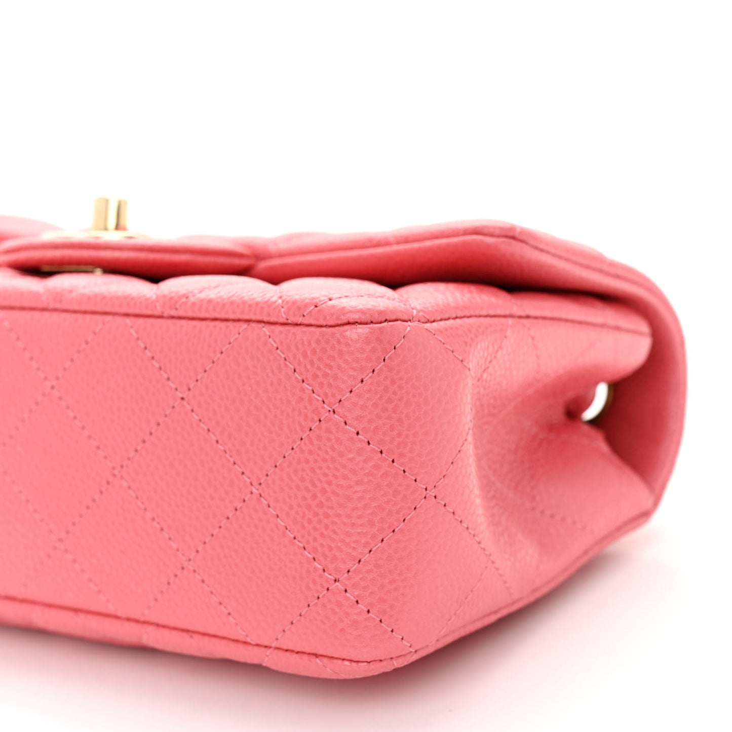Caviar Quilted Mini Rectangular Flap Dark Pink