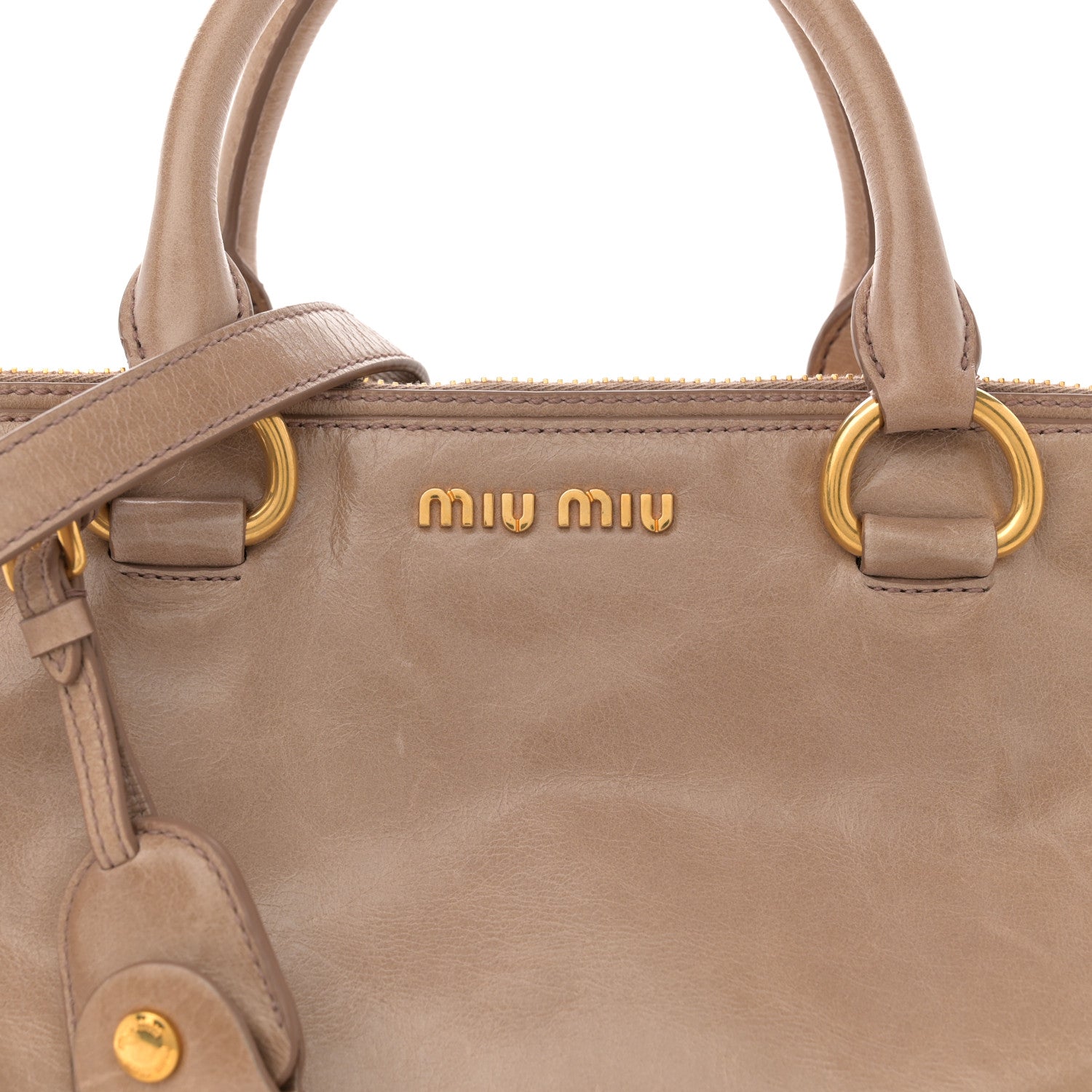Miu Miu Vitello Shine Top Handle Satchel Cammeo 9 of 11