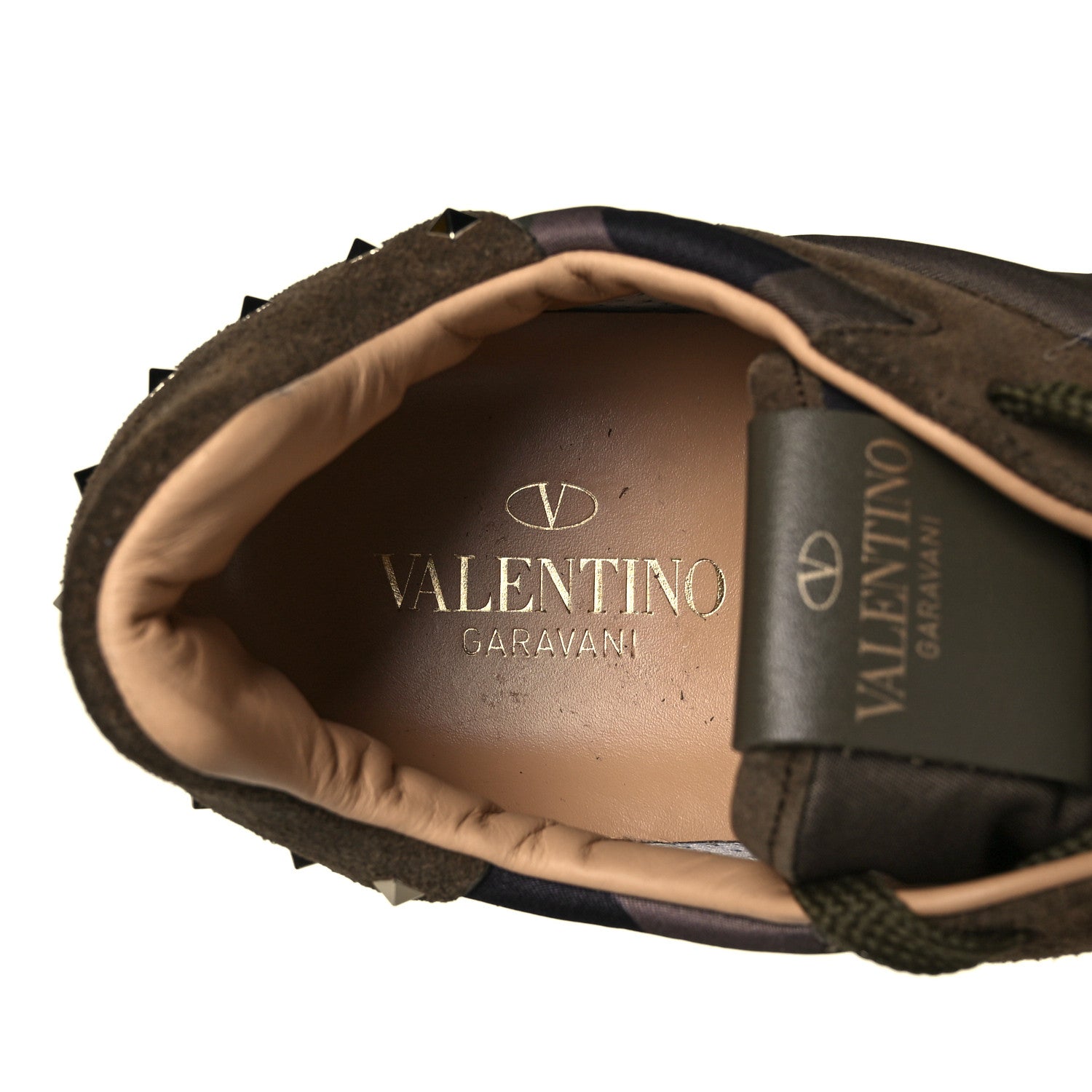 Valentino Garavani Nappa Suede Camouflage Womens Soul Rockstud Sneakers 41 Green Multicolor 7 of 8