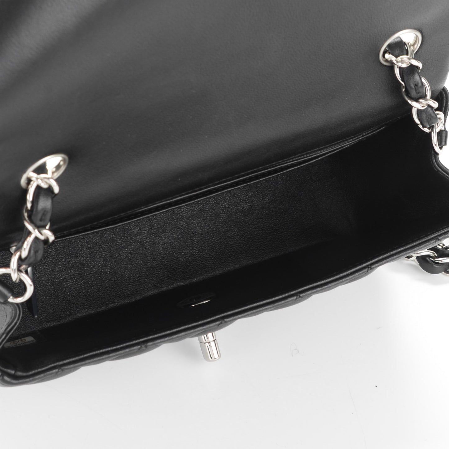 Lambskin Quilted Mini Rectangular Flap Black