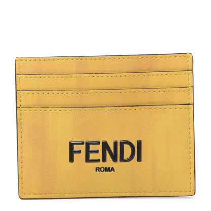 Fendi Vitello Fluffy Logo Card Holder Yellow Box Black 1 of 8