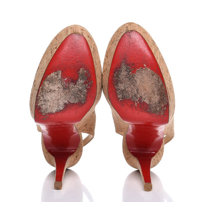Christian Louboutin Cork Bianca 140 Slingback Pumps 40.5 Natural 7 of 13