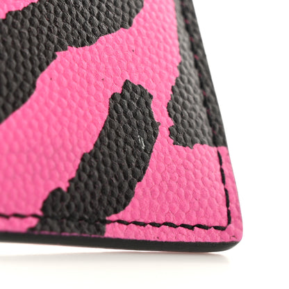 Saint Laurent Calfskin Zebra Print Credit Card Case Fuchsia Black 13 of 17