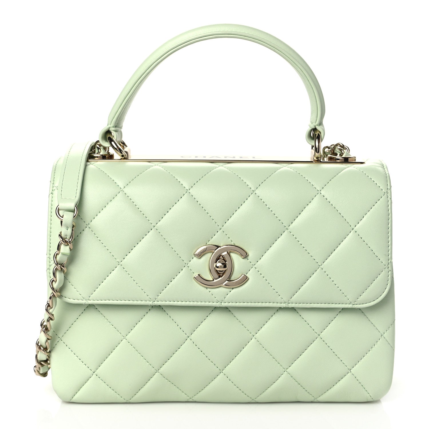 Chanel Lambskin Quilted Small Trendy CC Flap Dual Handle Bag Light Green 1 of 9