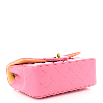 Chanel Lambskin Quilted Mini Rectangular Flap Pink Yellow 4 of 10