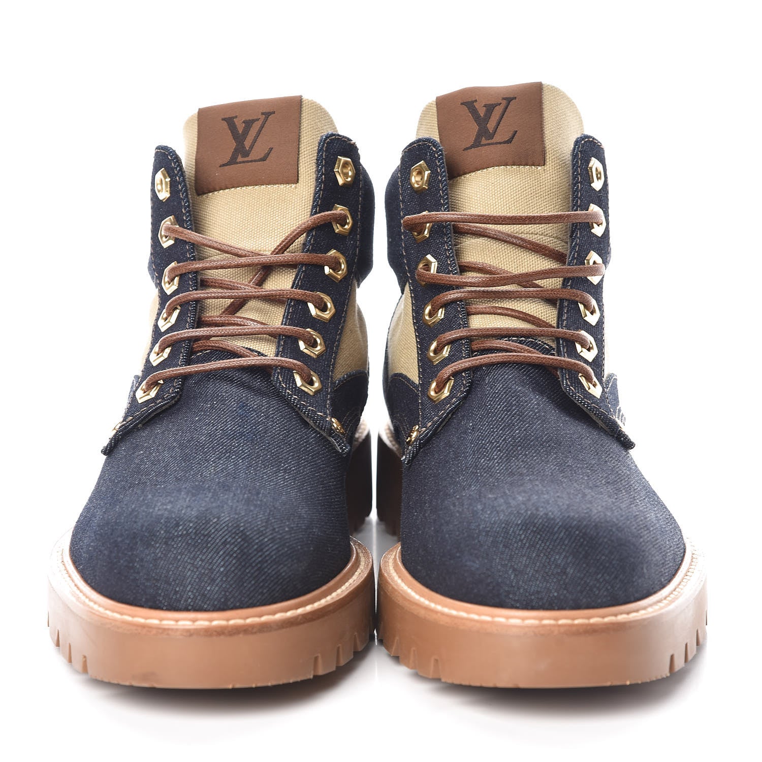Louis Vuitton Denim Mens Oberkampf Ankle Boots 7.5 Marine 2 of 8
