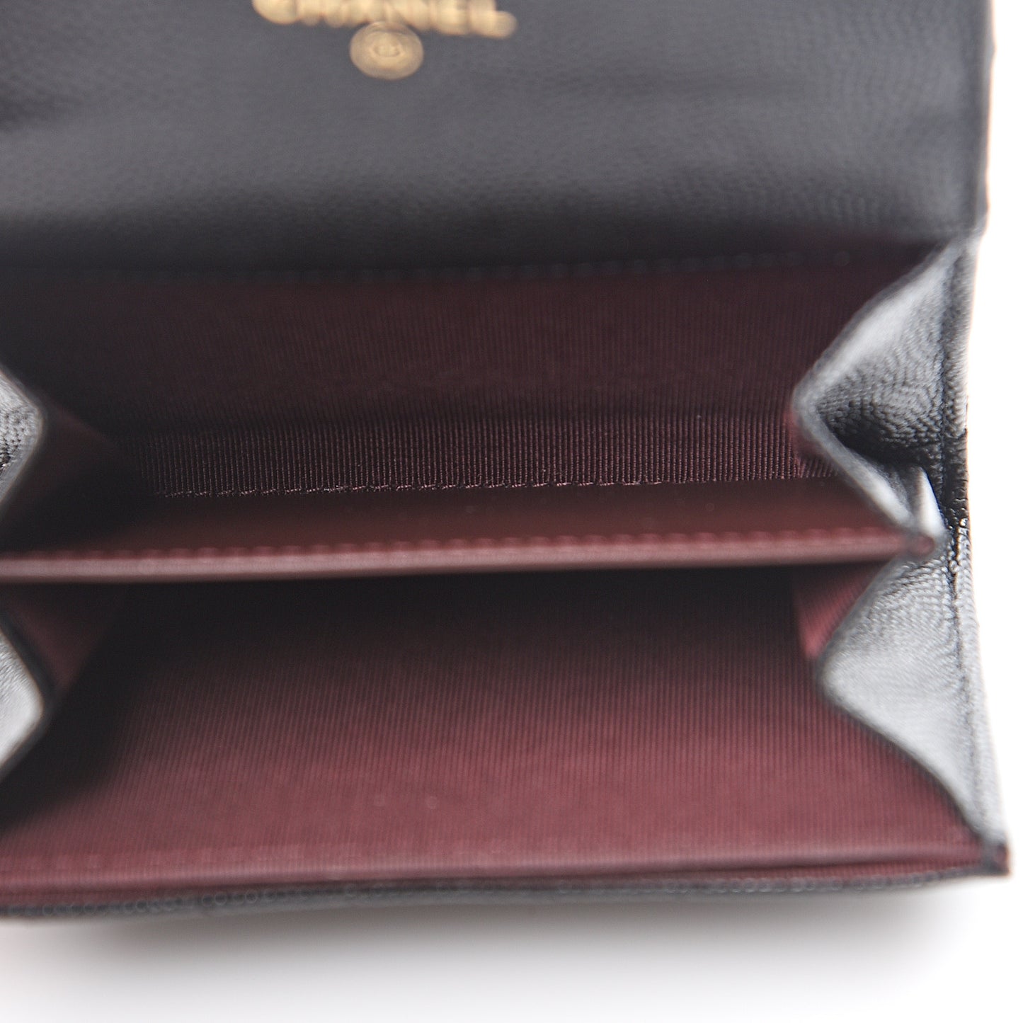 Caviar Quilted Flap Card Holder Wallet Black