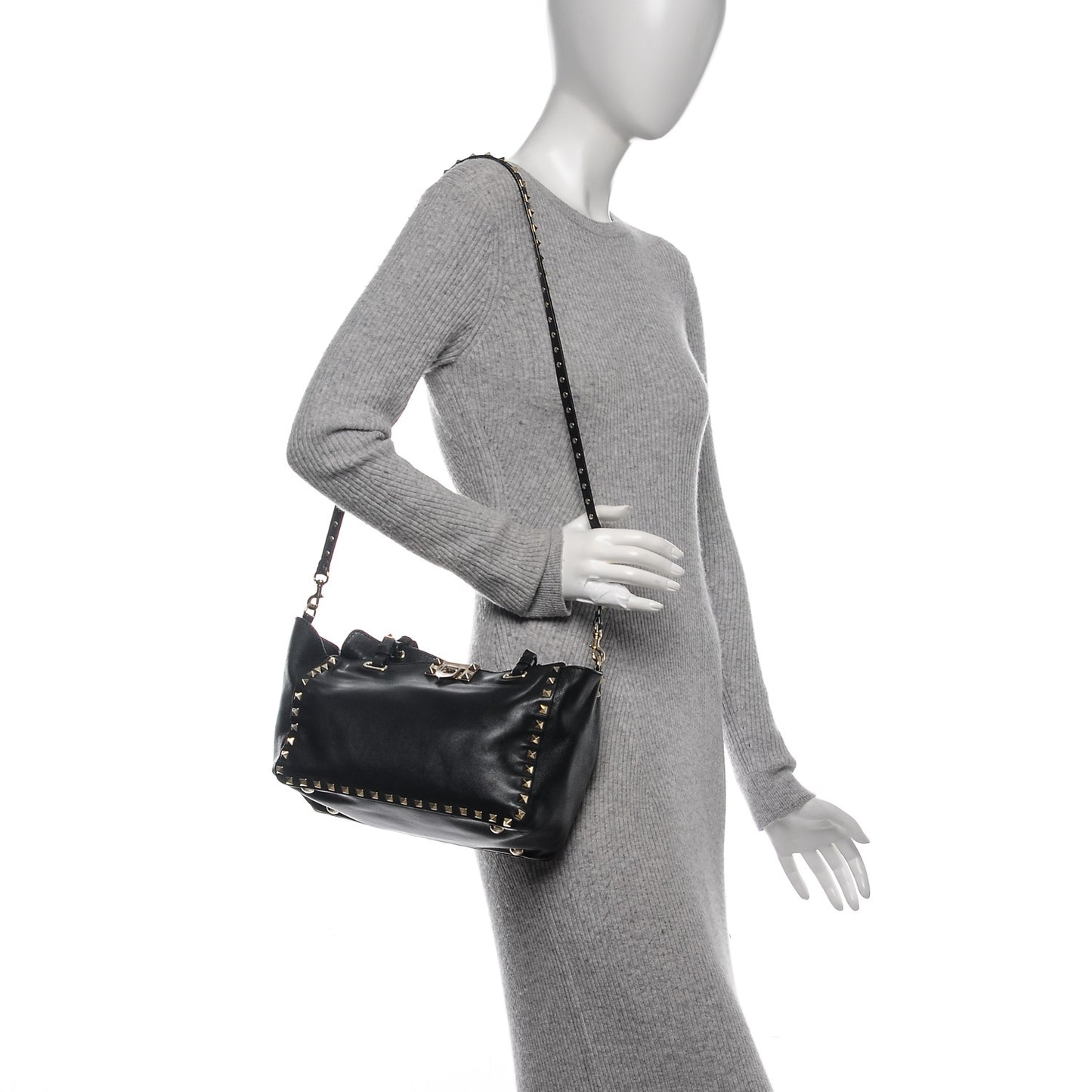 Vitello Small Rockstud Tote Black
