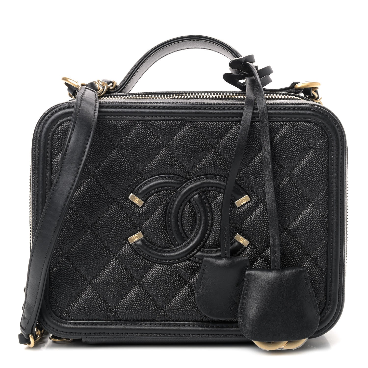 Chanel Caviar Quilted Medium CC Filigree Vanity Case Black 1 of 9