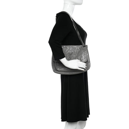 Saint Laurent Crinkled Calfskin Matelasse Monogram Medium Niki Chain Satchel Fog 2 of 11