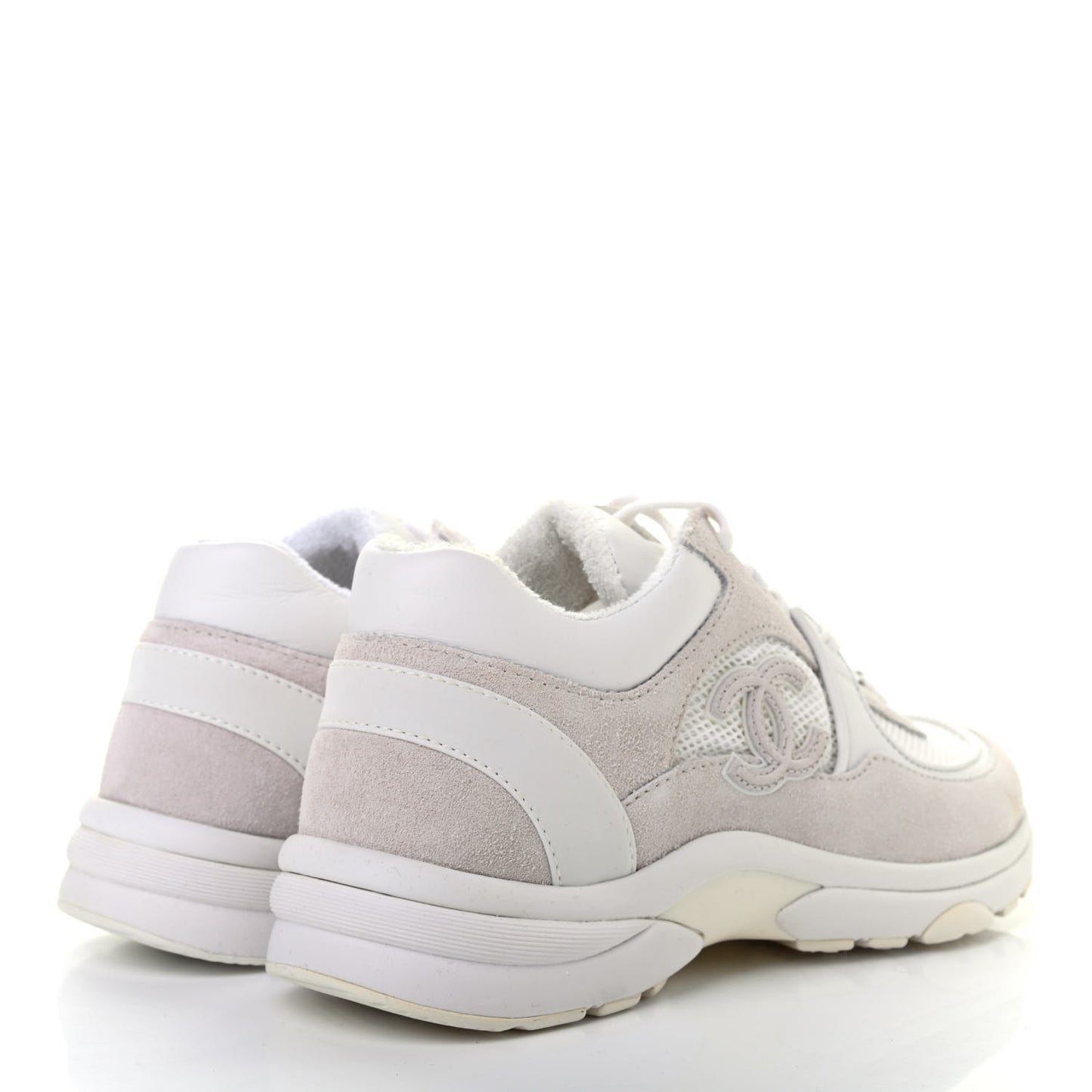 Suede Calfskin CC Sneakers 37 White Grey