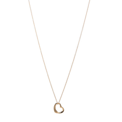 Tiffany 18K Yellow Gold 14mm Elsa Peretti Open Heart Pendant Necklace 1 of 4